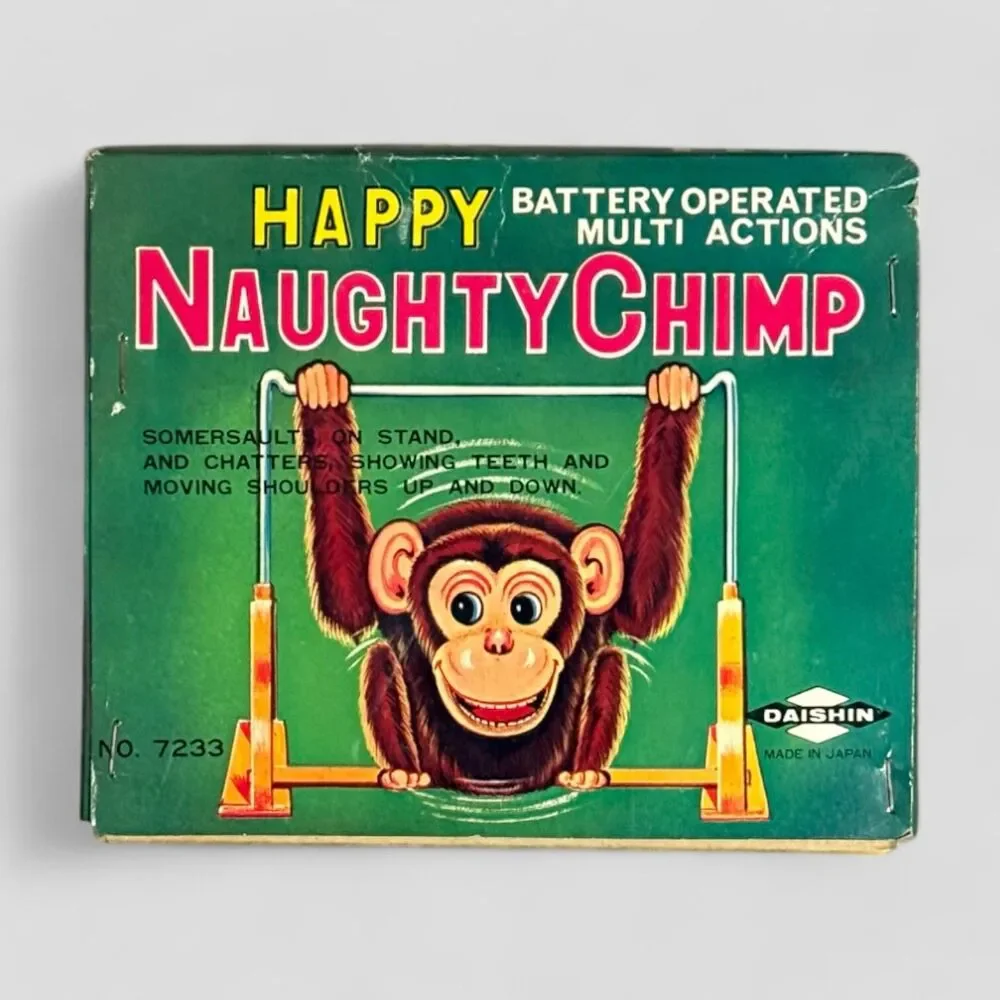 Vintage Happy Naughty Chimp by Daishin Original Box Included 60s Made in Japan